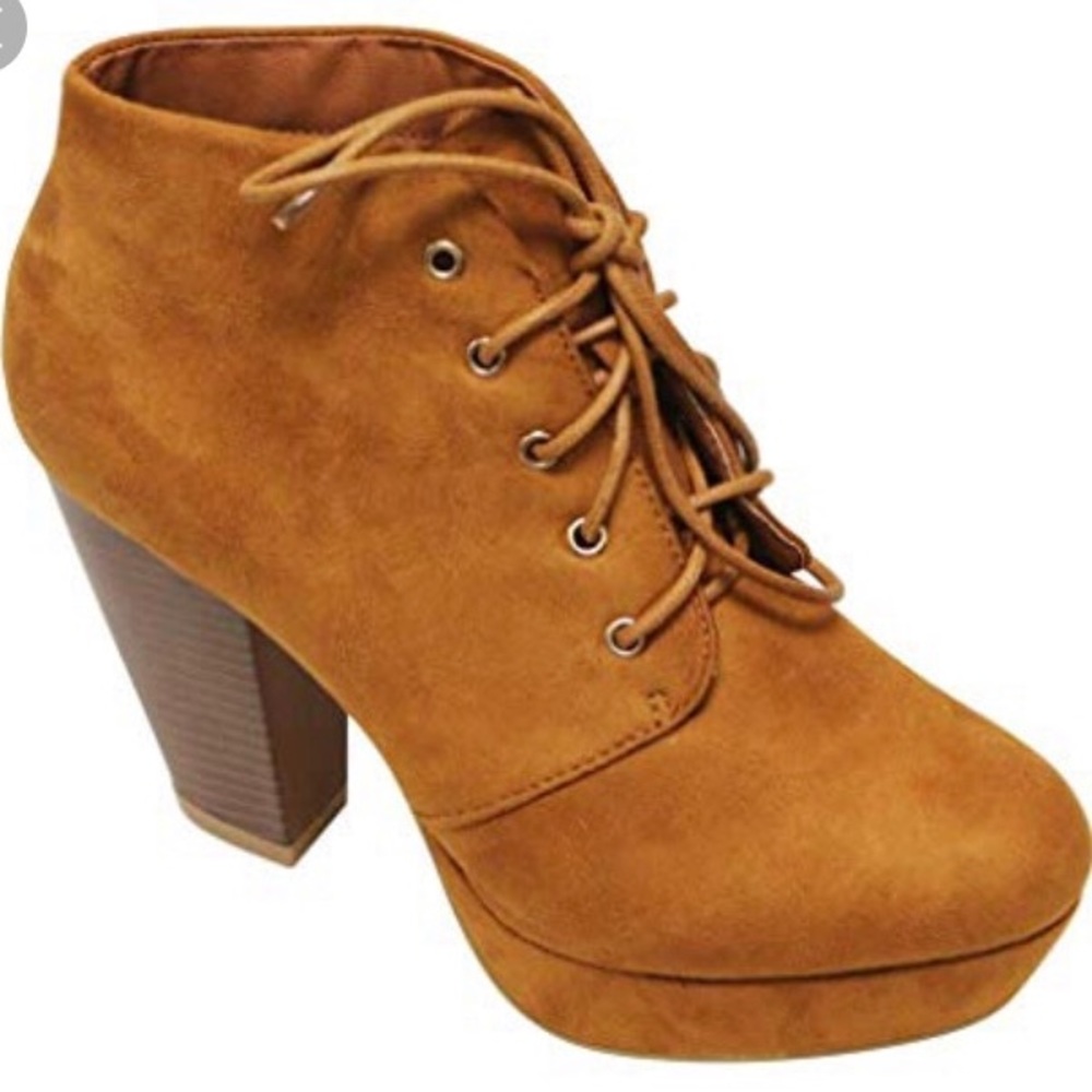 Tan platform ankle booties - Picture 3 of 6